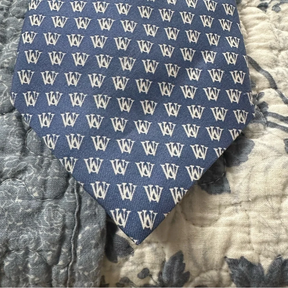 Vineyard Vines Blue & White Tie Formal Silk Custom Collection WU Monogram